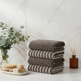Mijolnir Stripe Melange - Anthracite Juego de toallas de mano (4 Piezas) de 50x90 cm